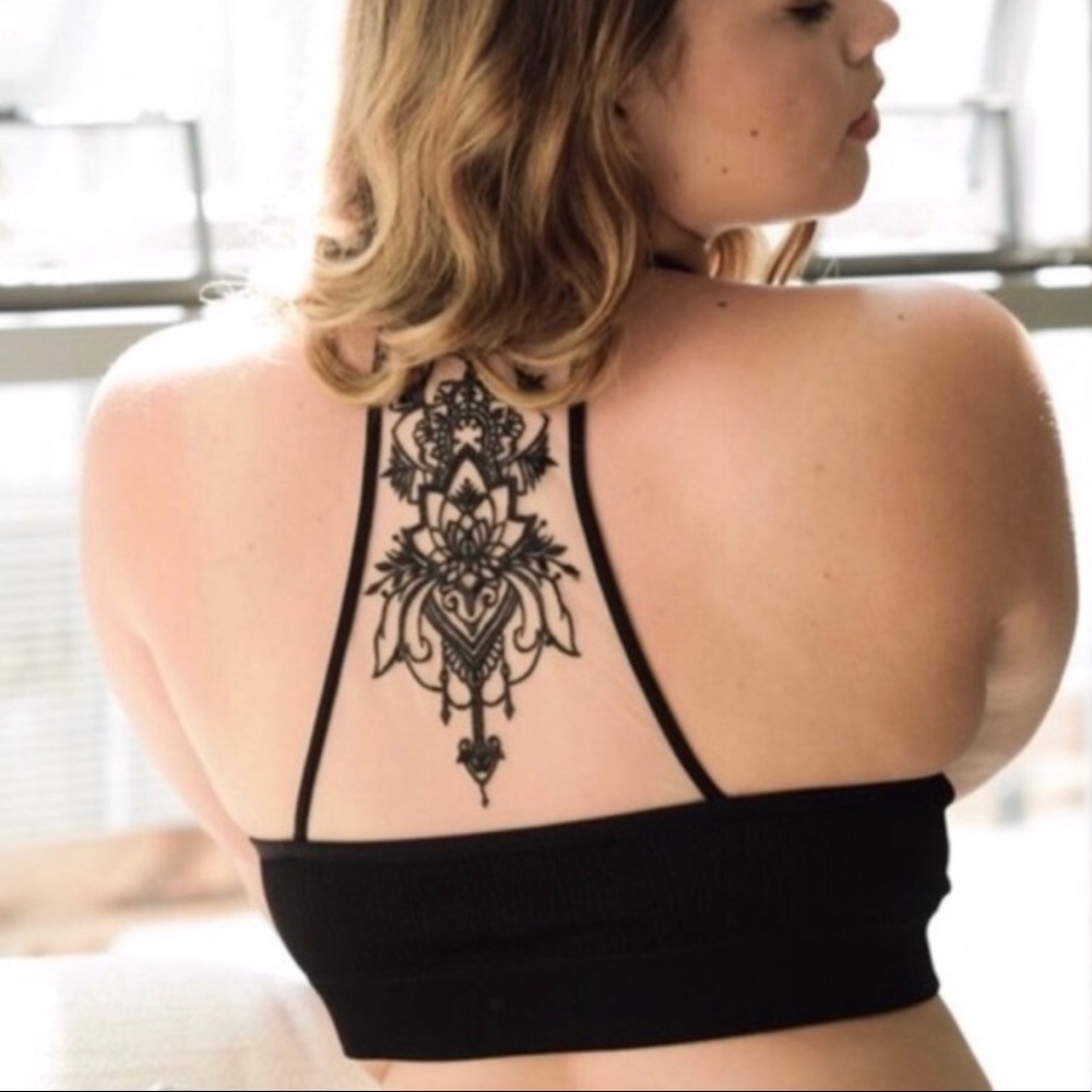 New Mesh Tattoo Ribbed Bralette Plus Size 2X